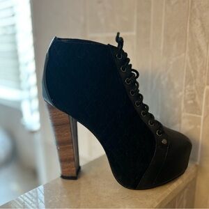 Quilted Lace-Up Heeled Boots